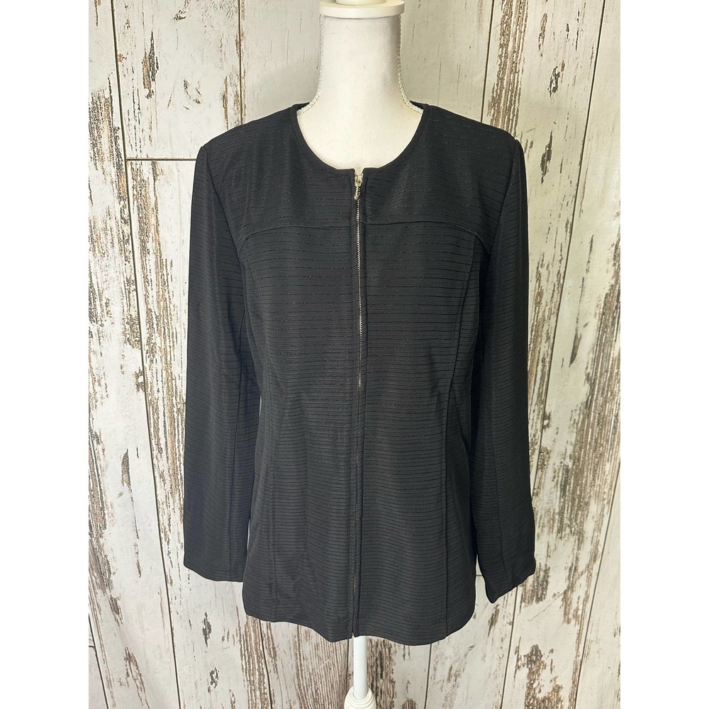 Dennis By Dennis Basso Black Zip Up Jacket